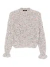 Twinset Twin-set Textured Knit Sweater With Ruffled Edges In Multi