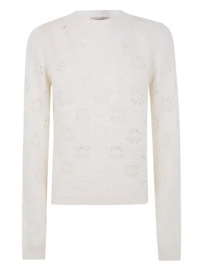 TWINSET TEXTURED KNIT SWEATER WITH SUBTLE FLORAL PATTERN
