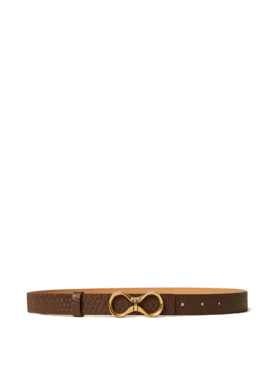 Twinset Textured Leather Belt In Brown