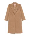 Twinset Tailored Camel Coat With Notched Lapel In Brown