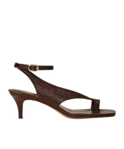 Twinset Textured Strap Heeled Sandals In Brown