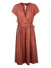 Twinset Tie-detail Wrap Dress In Brown