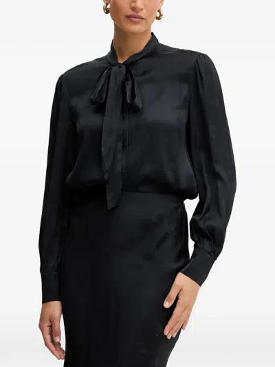 Twinset Tie-neck Floral-print Top In Black