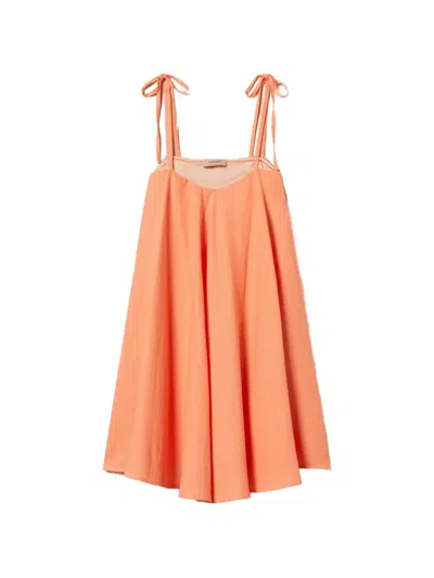 Twinset Tie Straps Dress In Orange