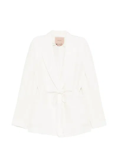 Twinset Tie-waist Blazer In White