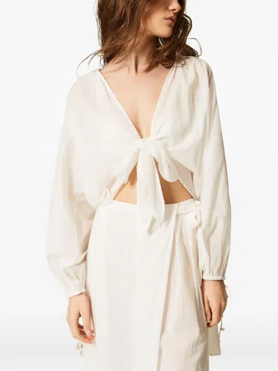 Twinset Tie-detail Shirt In White