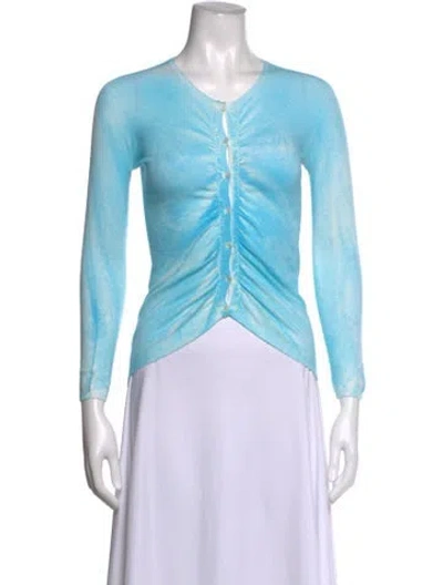 Pre-owned Twinset Tie-dye Print V-neck Sweater In Blue