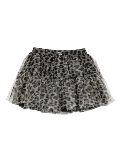 Twinset Kids' Tiered Leopard-print Skirt In Animal Print