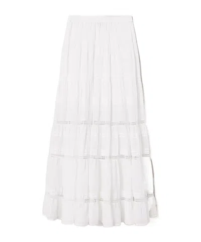 Twinset Tiered Maxi Skirt In White