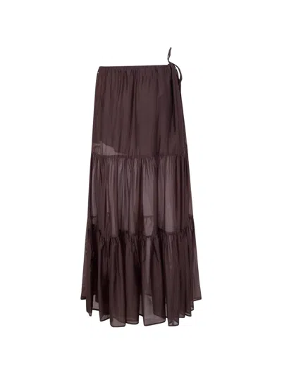 Twinset Tiered Ruffled Skirt In Brown
