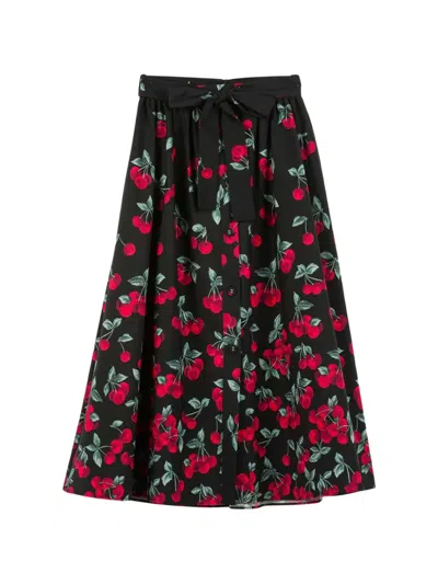 Twinset Tie-waist Cherry Midi Skirt In Multi