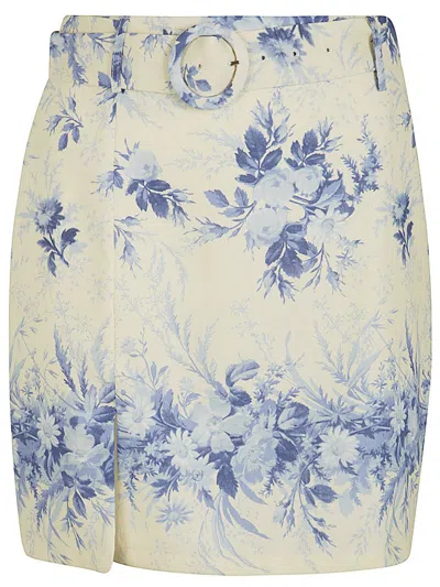 Twinset Toile De Jouy Printed Mini Skirt In Blue