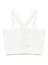 Twinset Twin-set Cropped Textured Top With Cross-front Straps In White