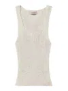 Twinset Twin-set Linen-blend Casual Sweater In Cream