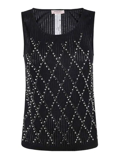 Twinset Tank Top With Decoration In Black