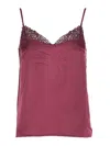 Twinset Bordeaux Top With Thin Strap And Logo Plaque On The Back In Fabric Woman In Red
