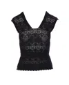 Twinset Twin-set Fitted Black Top With Lace Detailing
