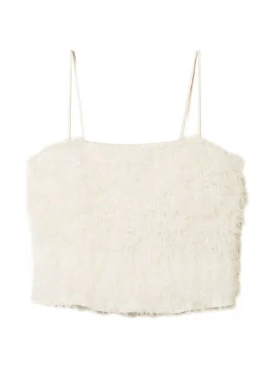 Twinset Tulle Ruffled Top In Neutral