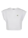 Twinset Cap-sleeve Cropped Top In White
