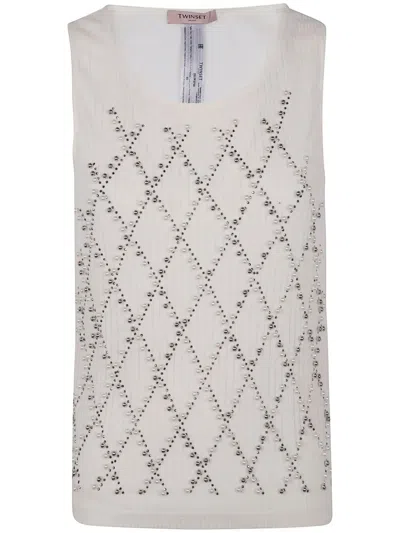 Twinset Crew Neck Knitwear Jersey Sweater In White