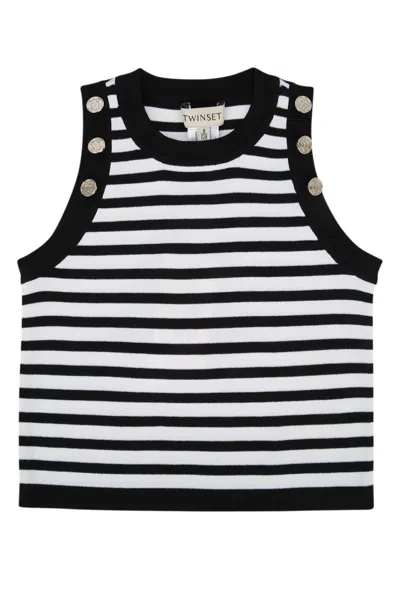 Twinset Kids' Top A Righe In Black