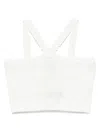 Twinset Twin-set Cropped Textured Top With Cross-front Straps In White