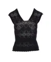 Twinset Twin-set Fitted Black Top With Lace Detailing In Black