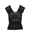 Twinset Twin-set Fitted Black Top With Lace Detailing In Black