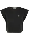 Twinset Cap-sleeve Cropped Top In Black
