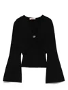 Twinset Twin-set Deep V-neck Shirt With Twist Detail And Gold Buckle In Black