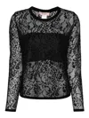 Twinset Lace-effect Jacquard Top In Black