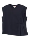 Twinset Pleated Asymmetric T-shirt In Blue