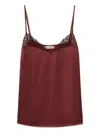Twinset Lace-trimmed Top In Brown
