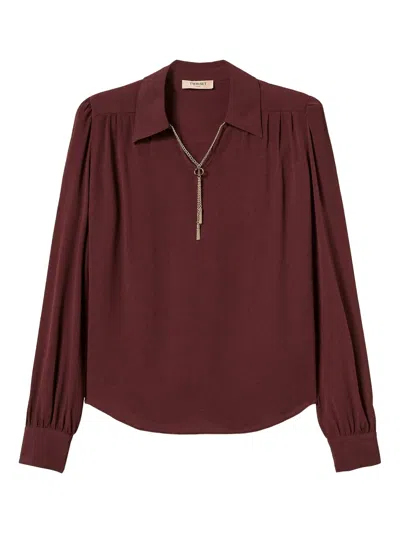 Twinset Burgundy Shirt With Ruffles