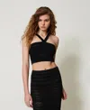 Twinset Top Cropped En Maille Avec Bretelles In Black