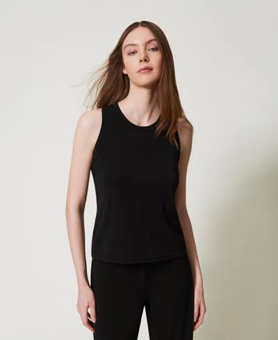 Twinset Top Dos Nageur Avec Drapé In Black