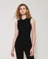 Twinset Top En Maille Avec Losanges In Black