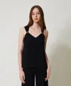 Twinset Top En Maille Avec Passants En Caur In Black
