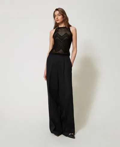 Twinset Top En Maille Jacquard In Black