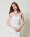 Twinset Top En Mousseline Avec Dentelle In White