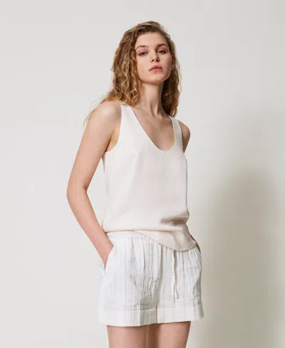 Twinset Top En Satin In Neutral