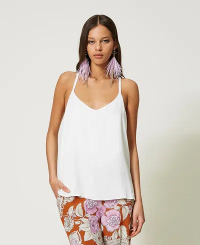 Twinset Top En Satin In White