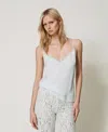 Twinset Top En Satin Avec Dentelle In Neutral