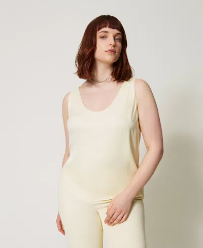Twinset Top En Satin Brillant In Yellow