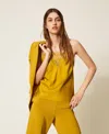 Twinset Top En Satin Et Dentelle In Multi