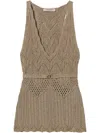 Twinset Lurex-detail Top In Golden Green