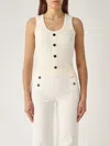 Twinset Top In Maglia Con Bottone Decoro Top-wear In Bianco