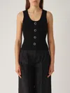 Twinset Top In Maglia Con Bottone Decoro Top-wear In Nero
