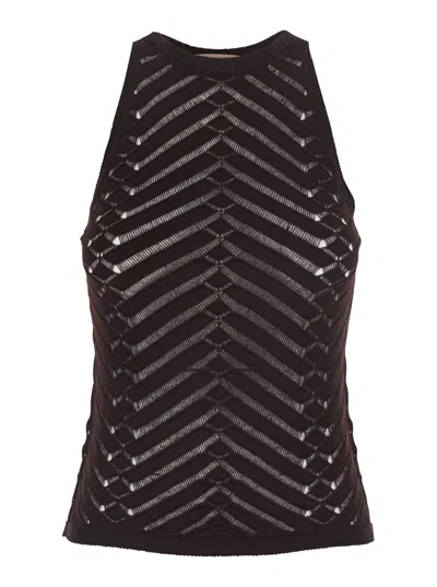 Twinset Top Knitted Top Brown With Elegant Design In Viscose Women In Gray