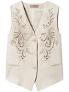 Twinset Twin-set Linen Blend Stylish Top In Madreperla